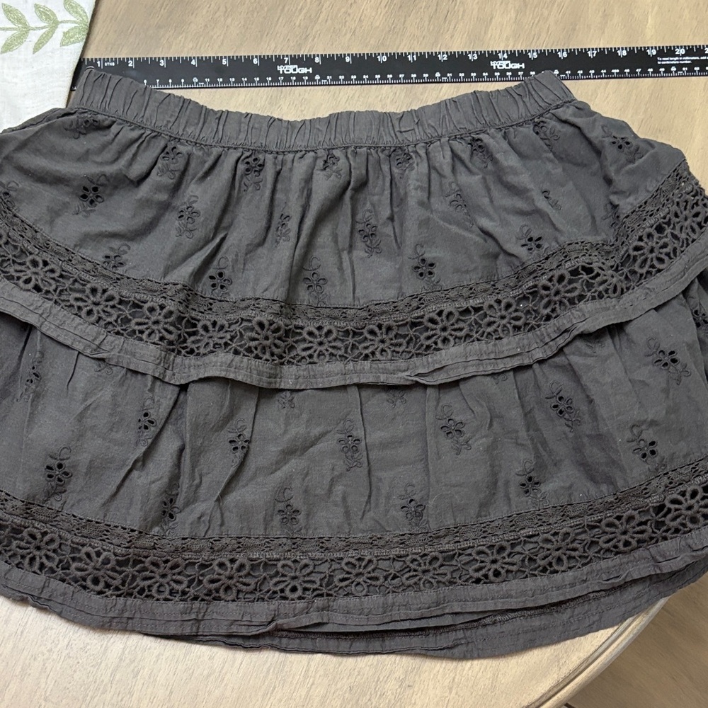 Lucky Brand Dark Gray Embroidered Mini Skirt